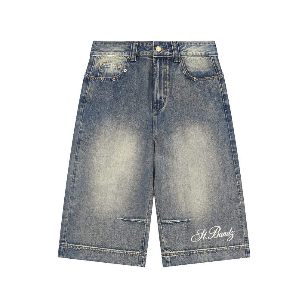 ST.BANDZ® Vintage Wash Baggy Denim Shorts